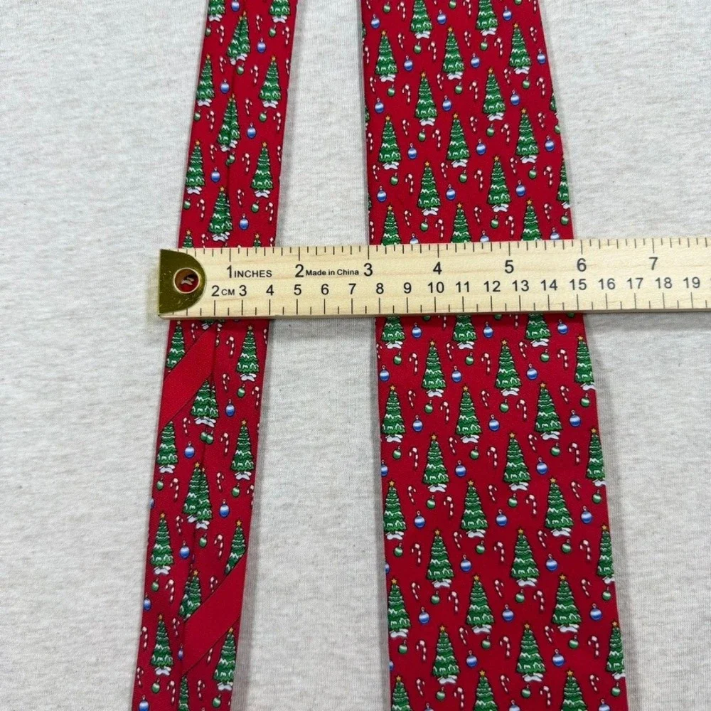 Holiday Traditions Necktie‎ Men OS Red Excellent Christmas Tree Candy Cane